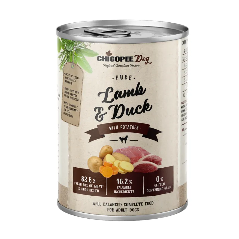 Чикопи Эдалт Мясо ягненка с уткой и картофелем (400 гр) консервы для собак