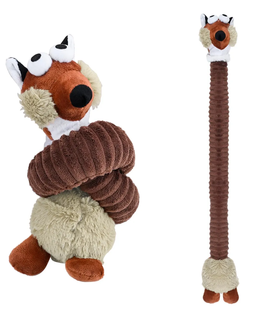 Игрушка мягкая для собак "Белка с длинной шеей" с пищалкой