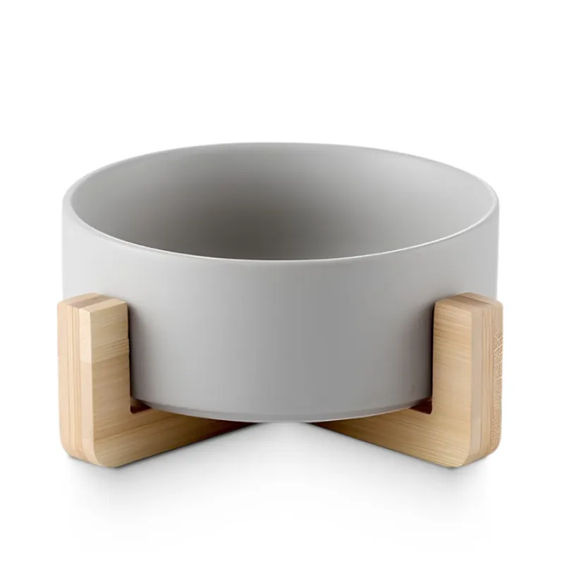 Миска керамическая на подставке СЕРАЯ (0.4л)