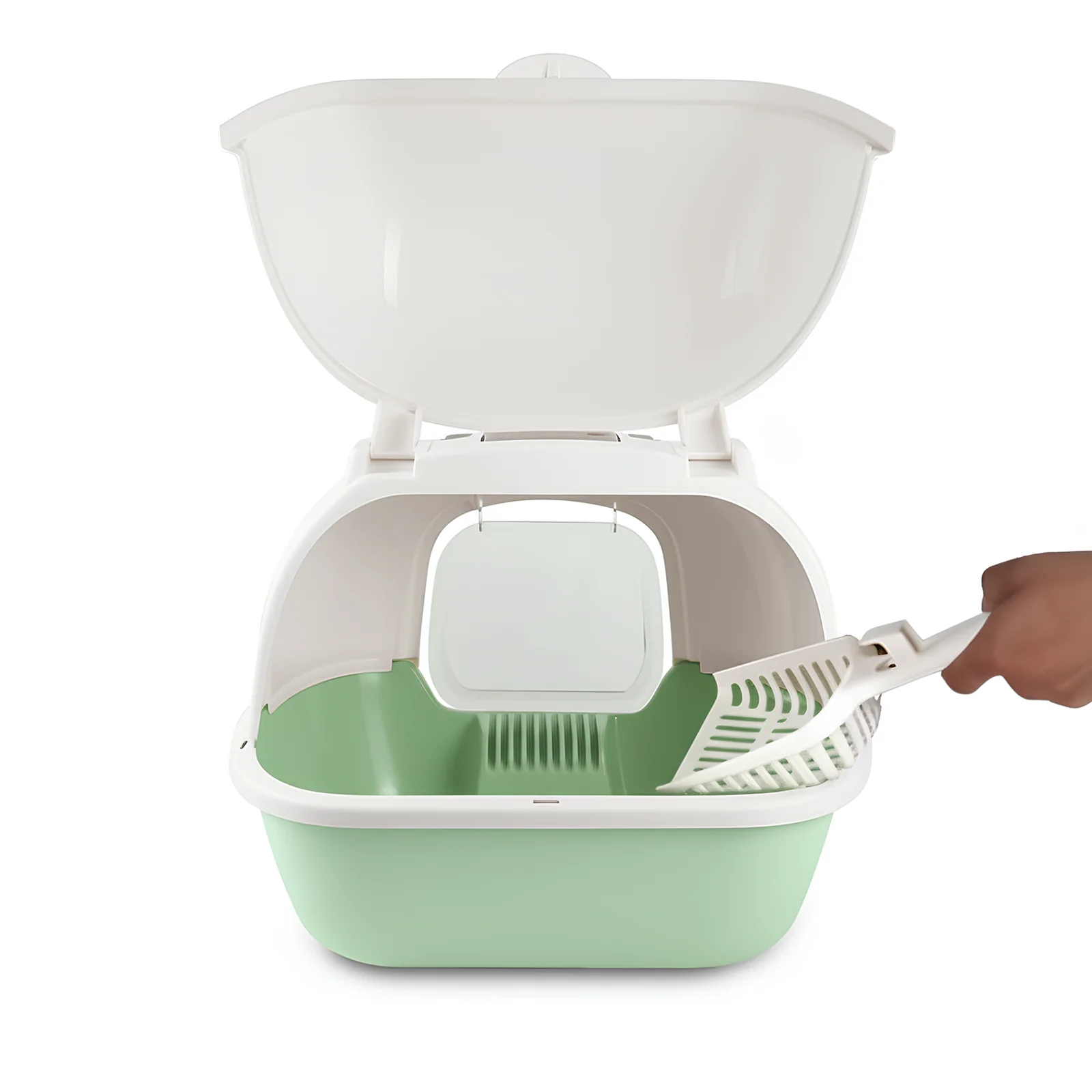 Лоток для кошек ДОМИК  (ДВЕРЦЫ + СОВОК)