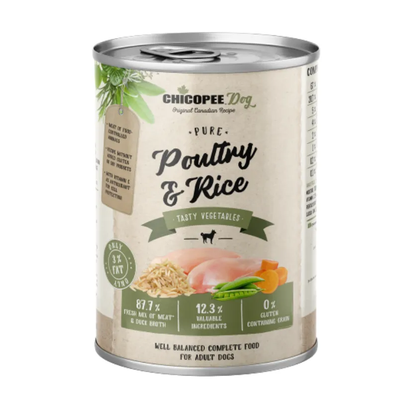Чикопи Эдалт Домашняя птица и рис с овощами (400 гр) консервы для собак