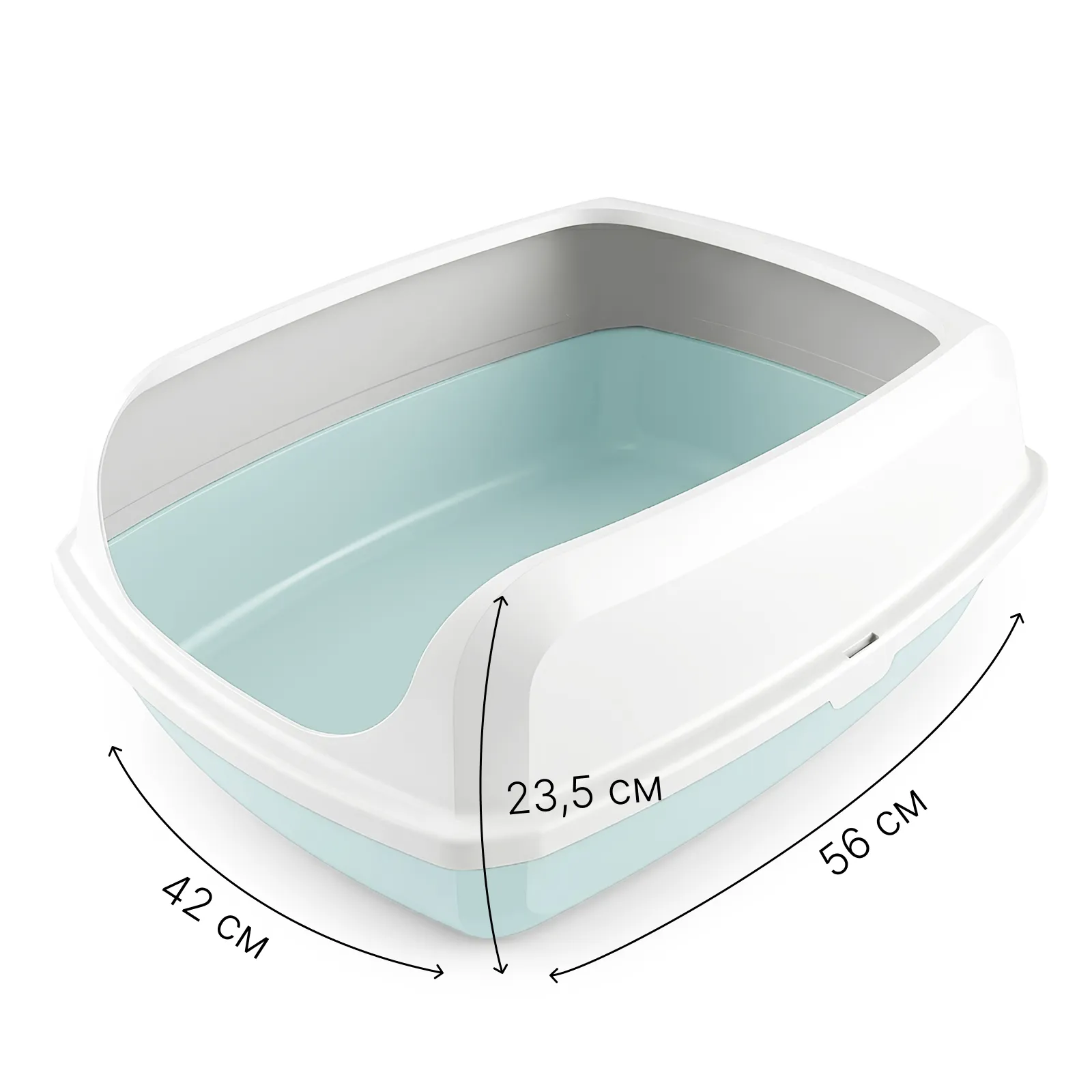 Лоток для кошек 56 см х 42 см х 23,5 см цвет в ассортименте (кофе, розовый, голубой, серый)